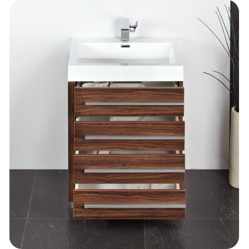 Fresca Livello 24" Walnut Modern Bathroom Vanity w/ Medicine Cabinet