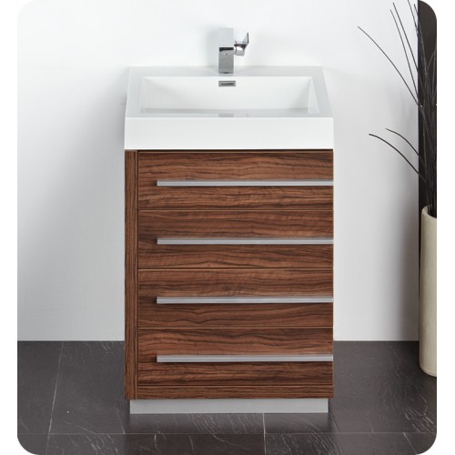 Fresca Livello 24" Walnut Modern Bathroom Vanity w/ Medicine Cabinet