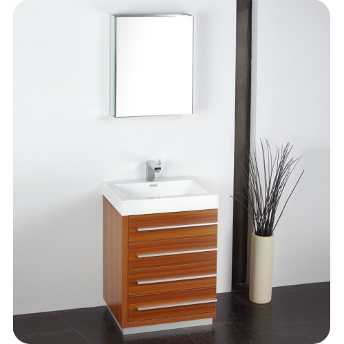 Fresca Livello 24" Teak Modern Bathroom Vanity w/ Medicine Cabinet