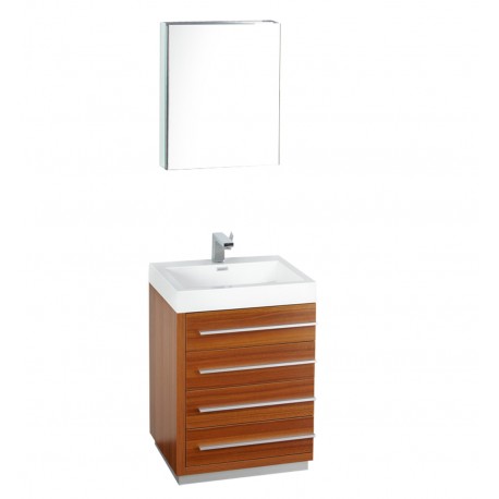 Fresca Livello 24" Teak Modern Bathroom Vanity w/ Medicine Cabinet