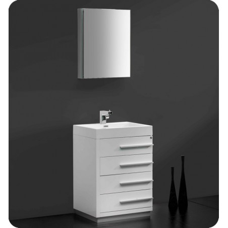 Fresca Livello 24" White Modern Bathroom Vanity w/ Medicine Cabinet