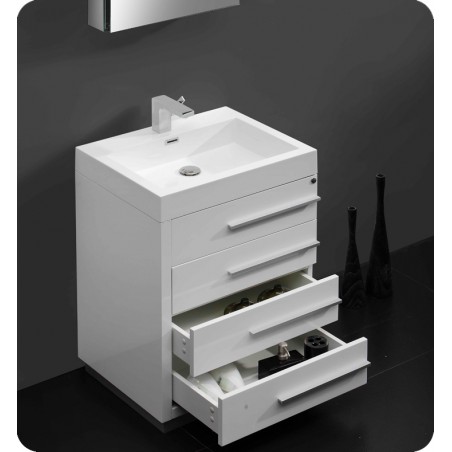 Fresca Livello 24" White Modern Bathroom Vanity w/ Medicine Cabinet