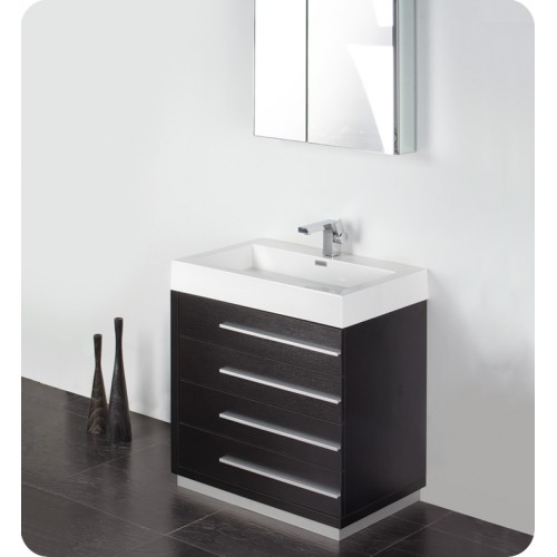 Fresca Livello 30" Black Modern Bathroom Vanity w/ Medicine Cabinet