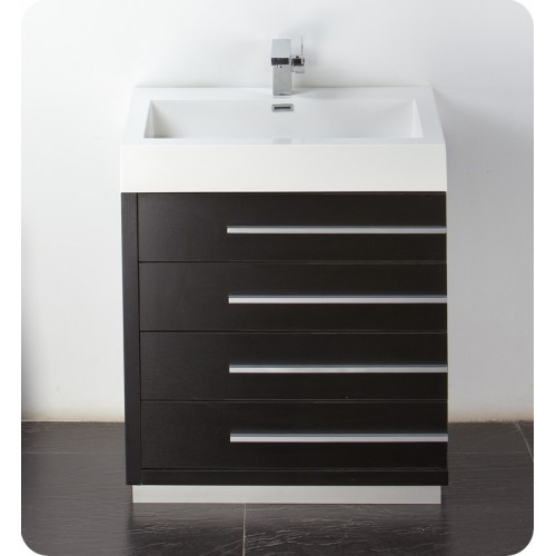 Fresca Livello 30" Black Modern Bathroom Vanity w/ Medicine Cabinet