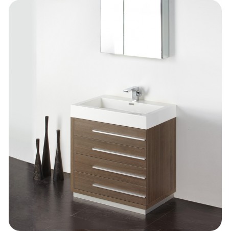 Fresca Livello 30" Gray Oak Modern Bathroom Vanity w/ Medicine Cabinet