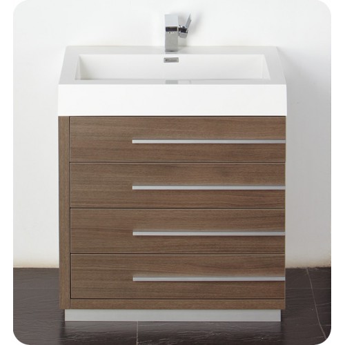 Fresca Livello 30" Gray Oak Modern Bathroom Vanity w/ Medicine Cabinet