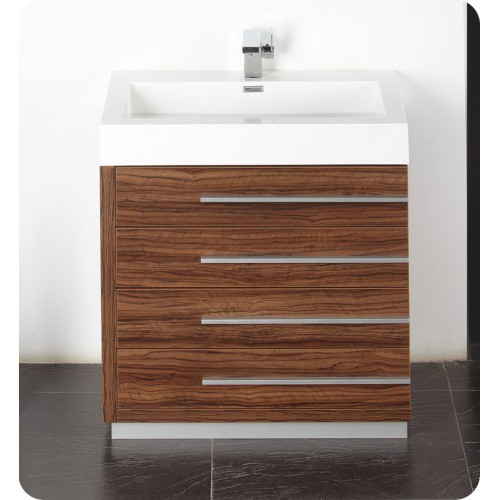 Fresca Livello 30" Walnut Modern Bathroom Vanity w/ Medicine Cabinet