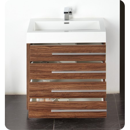 Fresca Livello 30" Walnut Modern Bathroom Vanity w/ Medicine Cabinet