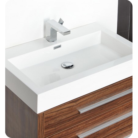 Fresca Livello 30" Walnut Modern Bathroom Vanity w/ Medicine Cabinet