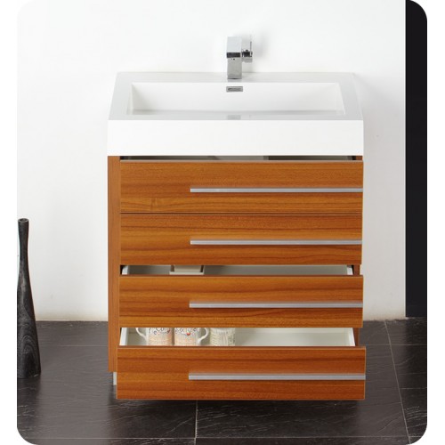 Fresca Livello 30" Teak Modern Bathroom Vanity w/ Medicine Cabinet