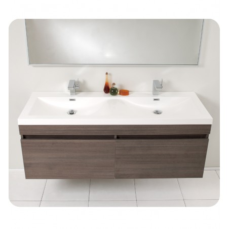 Fresca Largo Gray Oak Modern Bathroom Vanity w/ Wavy Double Sinks