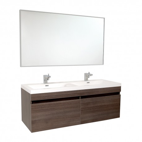 Fresca Largo Gray Oak Modern Bathroom Vanity w/ Wavy Double Sinks