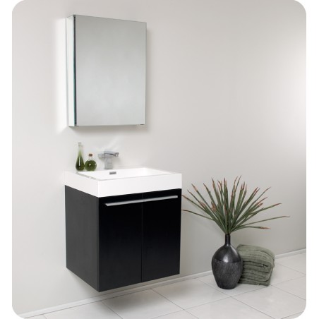 Fresca Alto Black Modern Bathroom Vanity w/ Medicine Cabinet