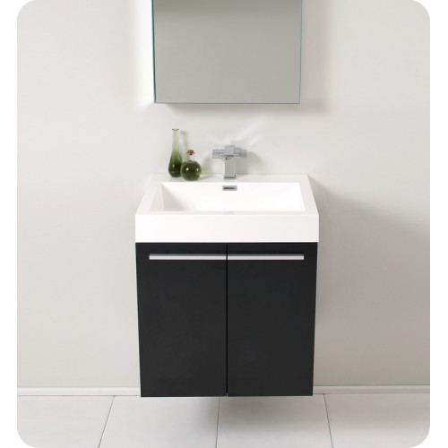 Fresca Alto Black Modern Bathroom Vanity w/ Medicine Cabinet