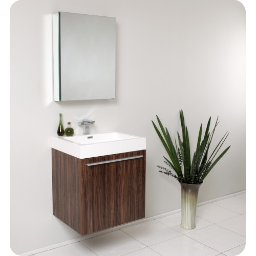 Fresca Alto Walnut Modern Bathroom Vanity w/ Medicine Cabinet