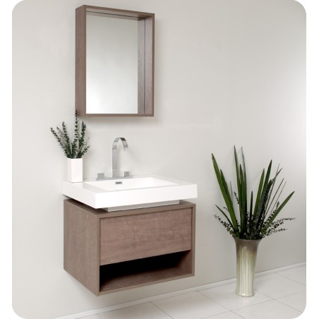 Fresca Potenza Gray Oak Modern Bathroom Vanity w/ Pop Open Drawer