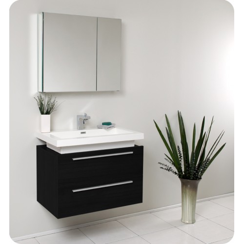 Fresca Medio Black Modern Bathroom Vanity w/ Medicine Cabinet