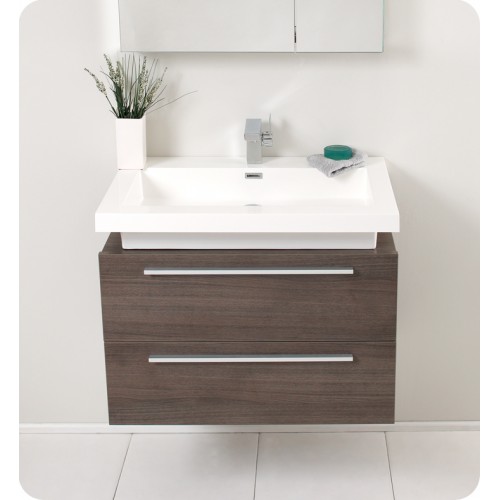 Fresca Medio Gray Oak Modern Bathroom Vanity w/ Medicine Cabinet