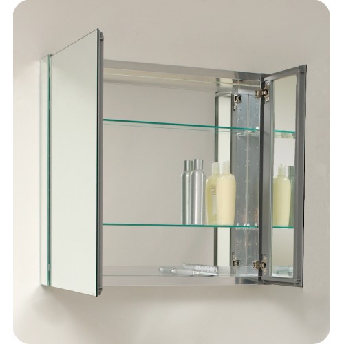 Fresca Medio White Modern Bathroom Vanity w/ Medicine Cabinet