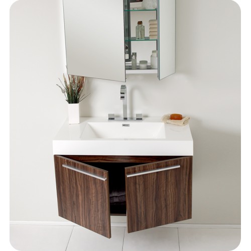 Fresca Vista Walnut Modern Bathroom Vanity w/ Medicine Cabinet