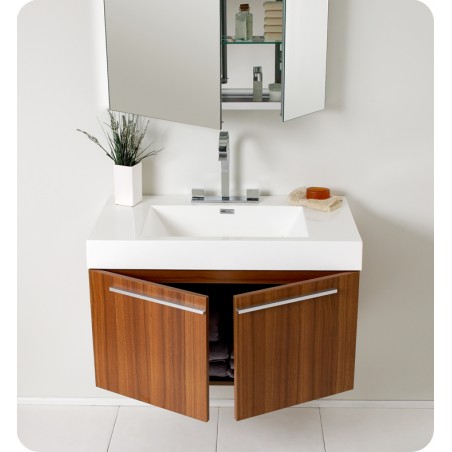 Fresca Vista Teak Modern Bathroom Vanity w/ Medicine Cabinet