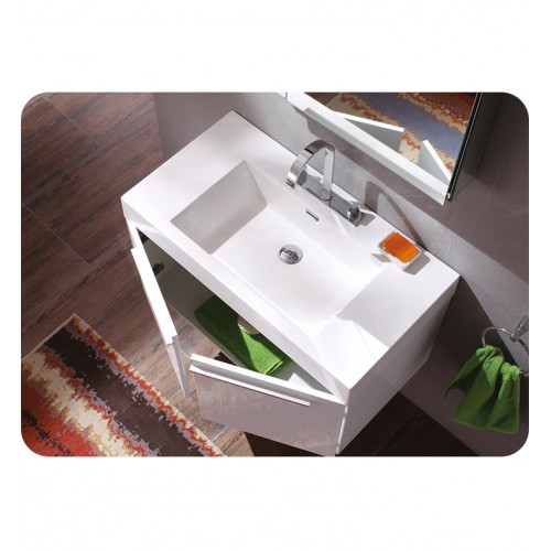 Fresca Vista White Modern Bathroom Vanity w/ Medicine Cabinet