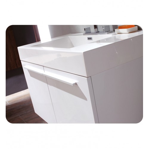 Fresca Vista White Modern Bathroom Vanity w/ Medicine Cabinet