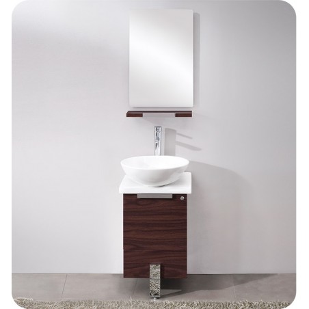 Fresca Adour 16" Dark Walnut Modern Bathroom Vanity w/ Mirror