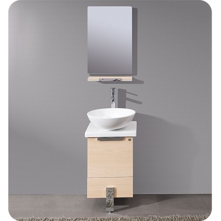 Fresca Adour 16" Light Walnut Modern Bathroom Vanity w/ Mirror