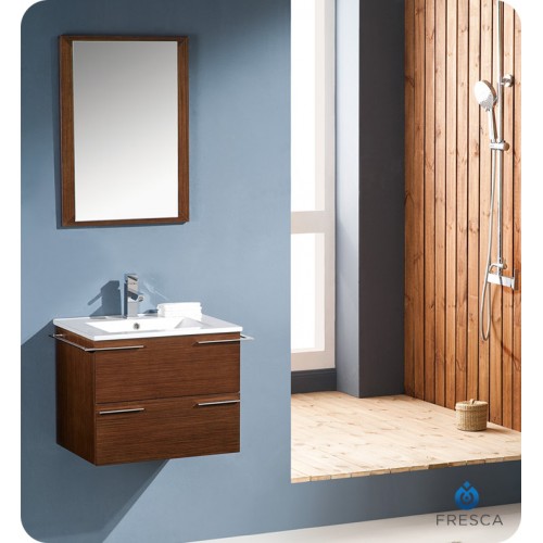 Fresca Cielo 24" Wenge Brown Modern Bathroom Vanity w/ Mirror