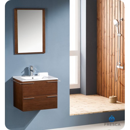 Fresca Cielo 24" Wenge Brown Modern Bathroom Vanity w/ Mirror