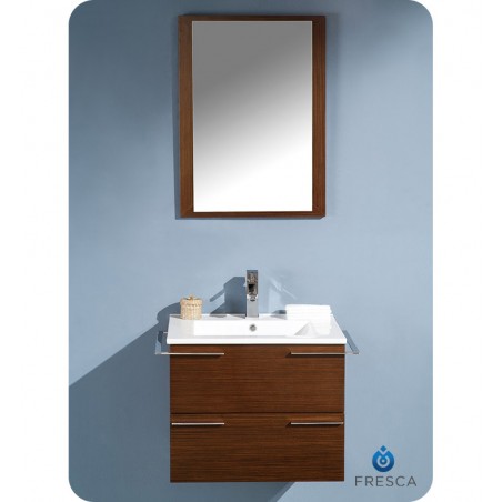 Fresca Cielo 24" Wenge Brown Modern Bathroom Vanity w/ Mirror