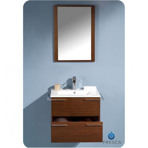 Fresca Cielo 24" Wenge Brown Modern Bathroom Vanity w/ Mirror