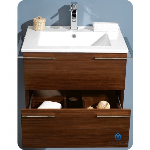 Fresca Cielo 24" Wenge Brown Modern Bathroom Vanity w/ Mirror