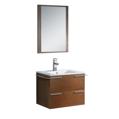 Fresca Cielo 24" Wenge Brown Modern Bathroom Vanity w/ Mirror