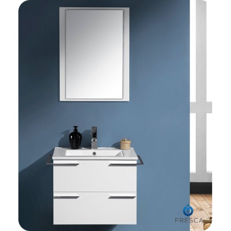 Fresca Cielo 24" White Modern Bathroom Vanity w/ Mirror