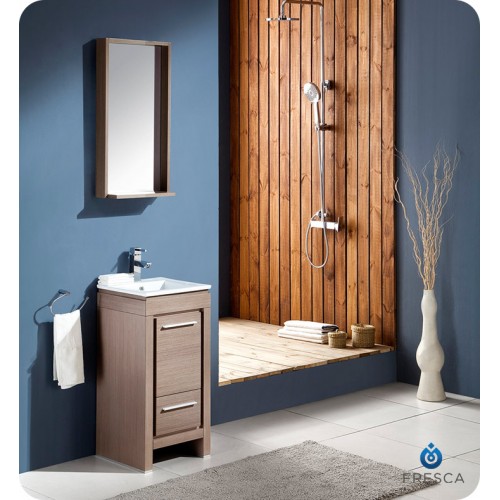 Fresca Allier 16" Gray Oak Modern Bathroom Vanity w/ Mirror