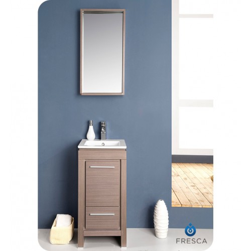 Fresca Allier 16" Gray Oak Modern Bathroom Vanity w/ Mirror