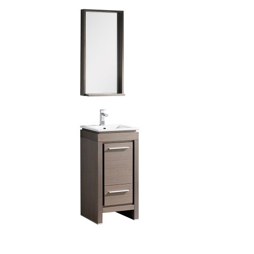 Fresca Allier 16" Gray Oak Modern Bathroom Vanity w/ Mirror