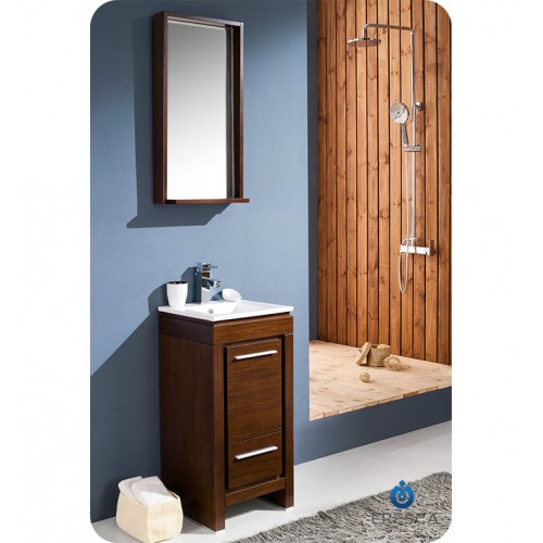 Fresca Allier 16" Wenge Brown Modern Bathroom Vanity w/ Mirror