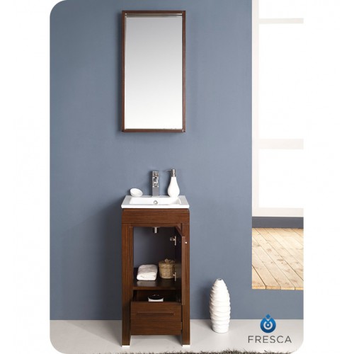 Fresca Allier 16" Wenge Brown Modern Bathroom Vanity w/ Mirror
