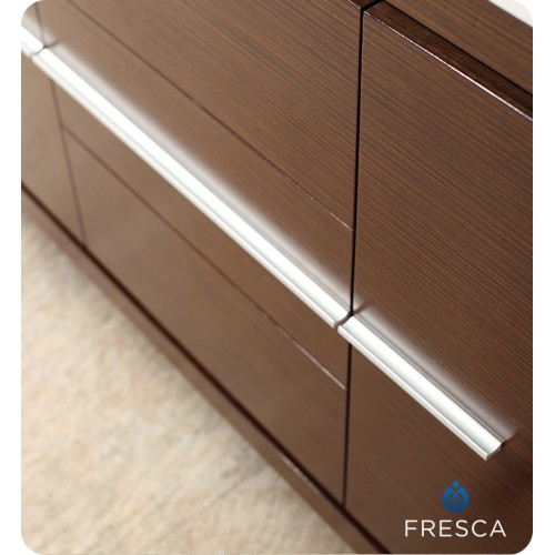 Fresca Allier 60" Wenge Brown Modern Double Sink Bathroom Vanity w/ Mirror