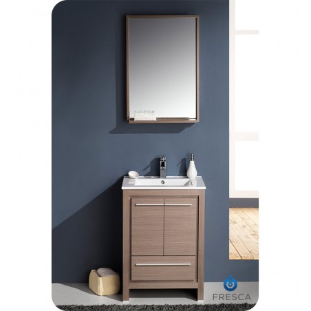 Fresca Allier 24" Gray Oak Modern Bathroom Vanity w/ Mirror