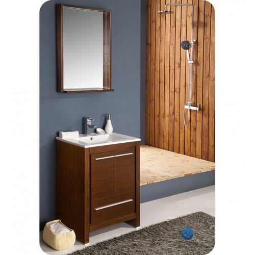 Fresca Allier 24" Wenge Brown Modern Bathroom Vanity w/ Mirror