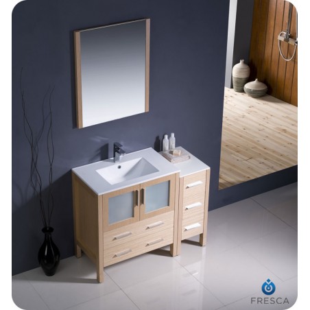 Fresca Torino 42" Light Oak Modern Bathroom Vanity w/ Side Cabinet & Integrated Sink