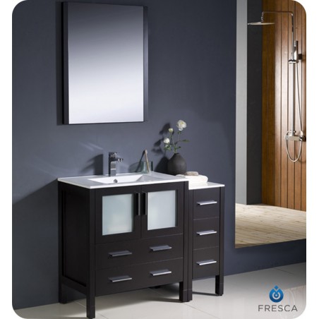 Fresca Torino 42" Espresso Modern Bathroom Vanity w/ Side Cabinet & Integrated Sink