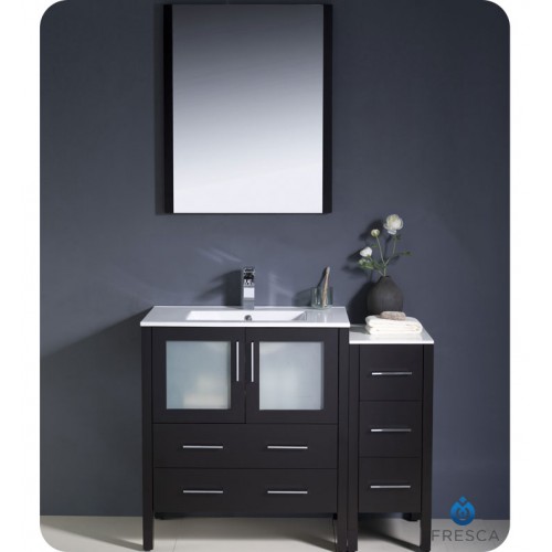 Fresca Torino 42" Espresso Modern Bathroom Vanity w/ Side Cabinet & Integrated Sink