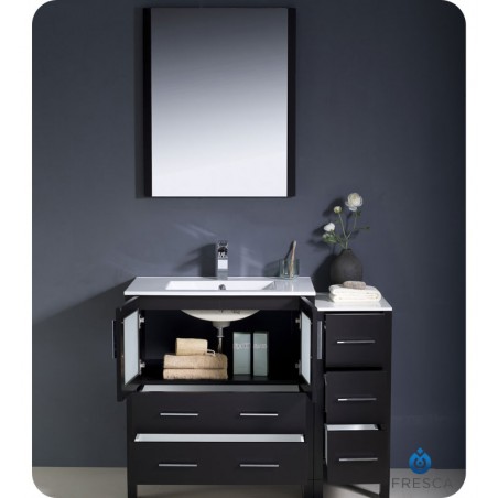 Fresca Torino 42" Espresso Modern Bathroom Vanity w/ Side Cabinet & Integrated Sink