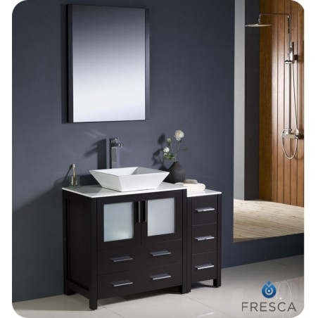 Fresca Torino 42" Espresso Modern Bathroom Vanity w/ Side Cabinet & Vessel Sink