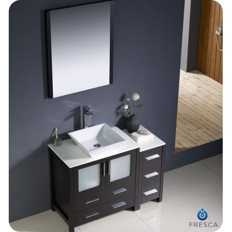 Fresca Torino 42" Espresso Modern Bathroom Vanity w/ Side Cabinet & Vessel Sink